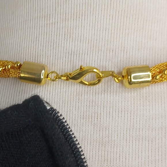 vintage gold tone mesh with gold tone balls twisted necklace - Picture 5 of 14